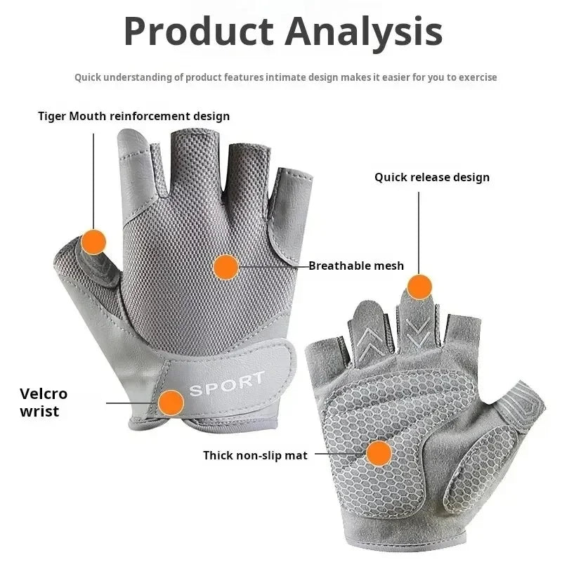 1 Pair Gym Body Building Training Fitness Gloves Sports Weight Lifting Exercise Slip-Resistant Gloves for Women Men Yoga Gloves