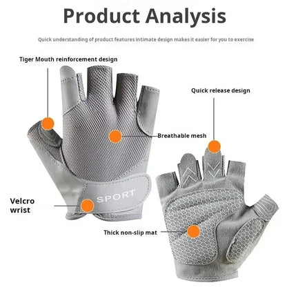 1 Pair Gym Body Building Training Fitness Gloves Sports Weight Lifting Exercise Slip-Resistant Gloves for Women Men Yoga Gloves