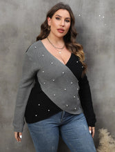 Load image into Gallery viewer, Patchwork Plus Size Sweater Women Beads Cross Large Pullover Ladies Winter Loose Oversize Jumper Big Jerseys Curvy Knitwear
