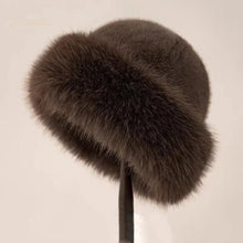 Load image into Gallery viewer, Big Fluffy Faux Fur Bucket Hat for Women Luxury Plush Fisherman Hat Warm Winter Hat
