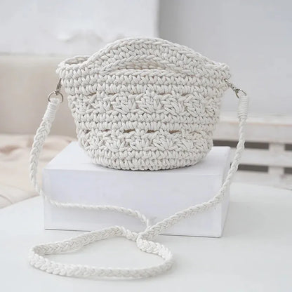 Women's Designer Bag Crochet Cross Shoulder Bag Soft Cotton Fabric Woven Aesthetic Fashion Casual Small Handbags - Shop & Buy