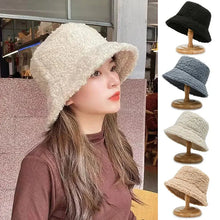 Load image into Gallery viewer, Winter Warm Solid Color Bucket Hat Men and Women Thickened Lamb Wool Simple Solid Color Casual Panama Bob Cap
