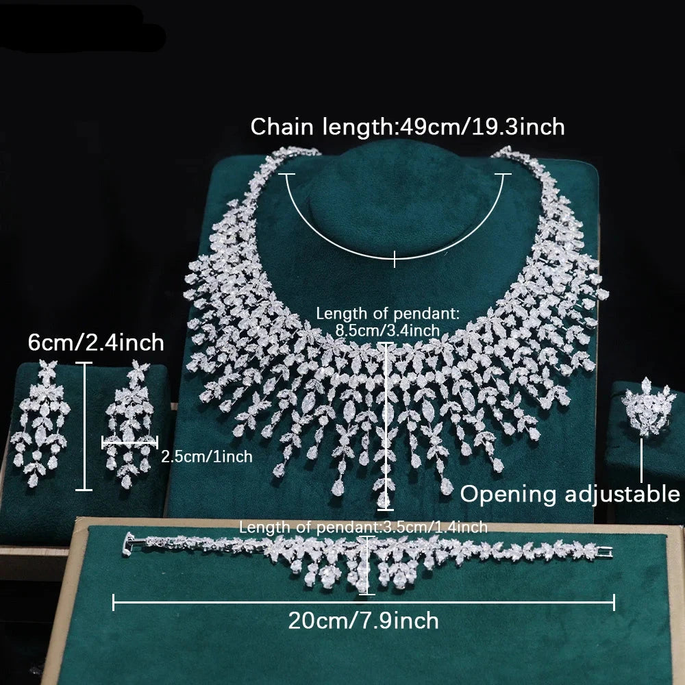 Luxury 5A Cubic Zirconia Dubai Wedding Jewelry Set for Women Party Prom Anniversary 2/4PCS CZ Bridal Accessories