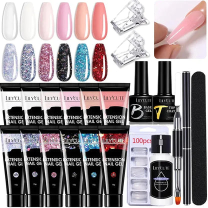 15ML Manicure Set Quick Nail Extension Gel With 6W UV Lamp Dryer Finger Extend Mold Slip Solution Nail Art Tools Kit - Shop & Buy