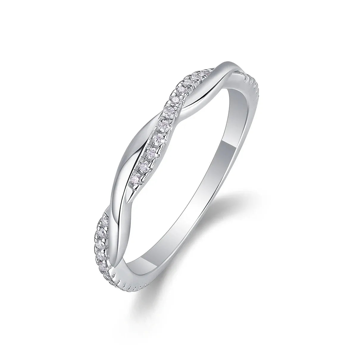 Womens Moissanite Eternity Band, 925 Sterling Silver Twist Infinity Wedding Band Ring Anniversary Gift For Her - Shop & Buy