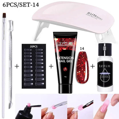 Nail Gel Set 6W LED Lamp Full Manicure Set Vernis Semi Permanent Quick Extension Nail Kit Gel Set For Nails Tool Kit - Shop & Buy