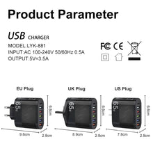 Load image into Gallery viewer, 3.1A 5Ports USB Charger PD Charging Adapter For Xiaomi iPhone 13 Samsung Mobile Phone Plug Charging QC 3.0 Wall Charger
