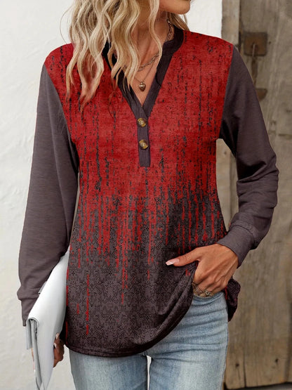 Women's Fashion Ethnic Style Button V-neck Button Long Sleeve - Shop & Buy