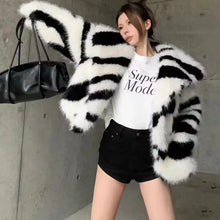 Load image into Gallery viewer, Winter Fur Coat Zebra color Short Women&#39;s Jacket New Top Thickened
