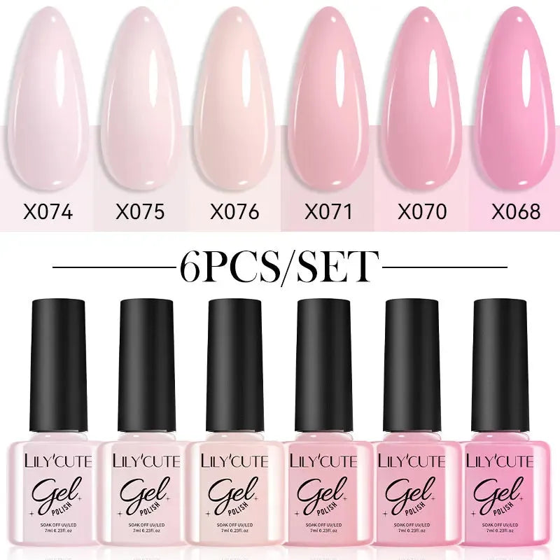 6Pcs/Set Macaron Color Gel Nail Polish Set Kit Spring 6 Colors UV LED Nail Art Gel Vernis Semi Permanent Base Top Coat - Shop & Buy