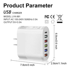 Load image into Gallery viewer, 6 Ports USB Type C Charger PD Fast Charging Adapter Quick Charge3.0 For iPhone Samsung Xiaomi Huawei Phone Wall Charger Plug
