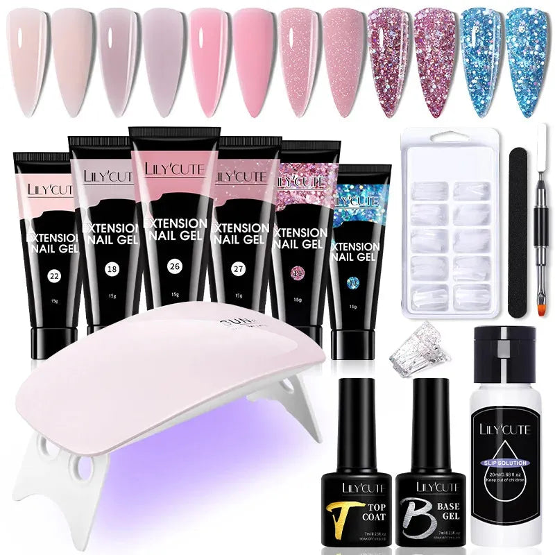 Nail Gel Set 6W LED Lamp Full Manicure Set Vernis Semi Permanent Quick Extension Nail Kit Gel Set For Nails Tool Kit - Shop & Buy