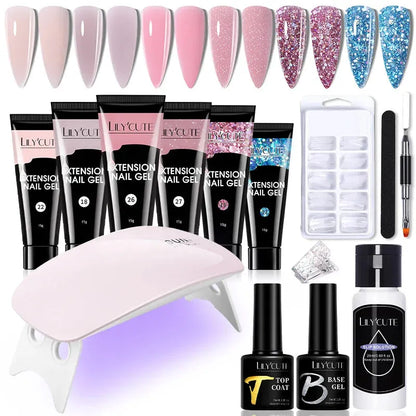 Nail Gel Set 6W LED Lamp Full Manicure Set Vernis Semi Permanent Quick Extension Nail Kit Gel Set For Nails Tool Kit - Shop & Buy