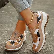 Load image into Gallery viewer, Women&#39;s Leopard Print Wedge Sneakers Fashion Front Zipper Platform Vulcanized Shoes
