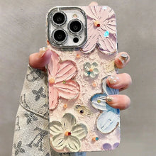 Load image into Gallery viewer, Luxury Flowers Glitter Laser Phone Case For iPhone 16 Pro Max 15 14 Plus 13 12 11 Diamond Soft Shockproof Lens protection Cover
