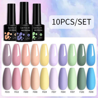 10PCS/Set Gel Nail Polish Brown Earth Coffee Color Series Gel Semi Permanent UV LED Gel Nail Art Soak Off Nail Gel Set - Shop & Buy