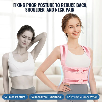 Back Brace Posture Corrector for Women: Shoulder Straightener Adjustable Full Back Support Upper and Lower Back Pain Relief