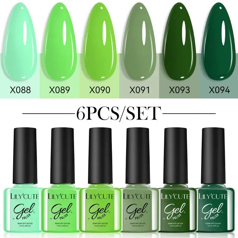 6PCS/SET Color Nail Gel Polish Set Kits Base Top Coat Varnish Soak Off UV Gel LED Semi Permanent All For Manicure - Shop & Buy