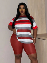 Load image into Gallery viewer, Plus Size shorts sets Striped Pocket Design Shorts Set casual women&#39;s clothing Tracksuit sets
