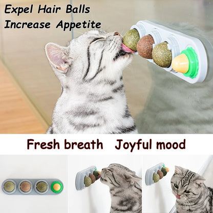 Natural Catnip Cat Wall Stick-On Ball Toy Scratchers Treats Healthy Natural Removes Balls To Promote Digestion Cat Grass Snack