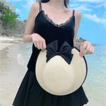 Load image into Gallery viewer, Elegant Womens Straw Hat Lady Beach Hat Summer Sun Floppy Wide Brim Foldable Bucket Cap Sunscreen Hat
