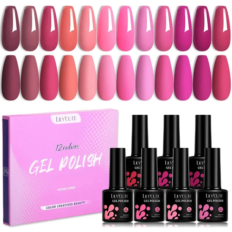 12PCs 7ml Spring Macaron Nail Gel Polish Set Semi Permanent UV Gel For Manicure Soak Off Gel Nail Polish Kit Varnishes - Shop & Buy