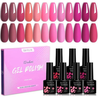 12PCs 7ml Spring Macaron Nail Gel Polish Set Semi Permanent UV Gel For Manicure Soak Off Gel Nail Polish Kit Varnishes - Shop & Buy