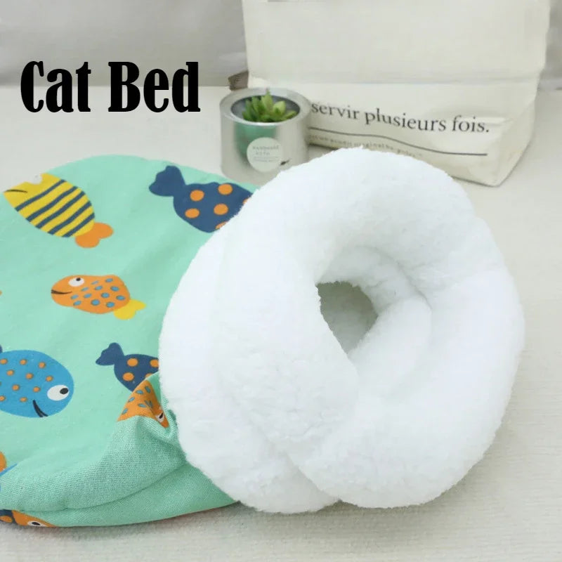 Cat Sleeping Bag Soft Cuddly Fluffy Feel Thickened Pet Pocket Type Quilt Bed Kitten Puppy Soft Comfortable Warm Nest Pet