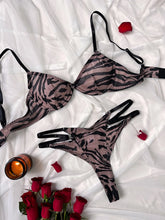 Load image into Gallery viewer, Zebra Mesh Sensual Lingerie Two Pieces Sets Strap Backless Bra+Mini Briefs
