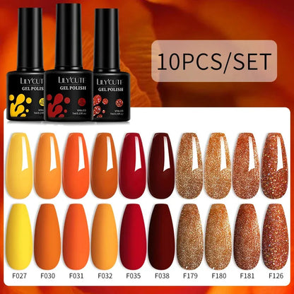 10PCS/Set Gel Nail Polish Brown Earth Coffee Color Series Gel Semi Permanent UV LED Gel Nail Art Soak Off Nail Gel Set - Shop & Buy