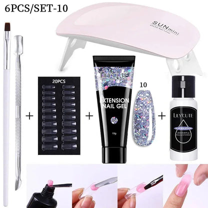 Nail Gel Set 6W LED Lamp Full Manicure Set Vernis Semi Permanent Quick Extension Nail Kit Gel Set For Nails Tool Kit - Shop & Buy