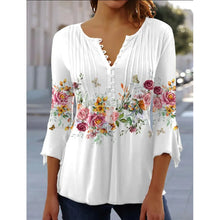 Load image into Gallery viewer, Trendy 3D Printed Shirts for Women Spring Summer 3/4 Sleeve V Neck Buttons Blouse Shirt
