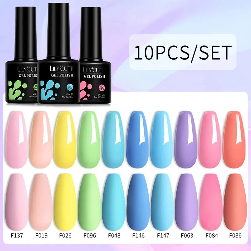 10PCS/Set Gel Nail Polish Brown Earth Coffee Color Series Gel Semi Permanent UV LED Gel Nail Art Soak Off Nail Gel Set - Shop & Buy