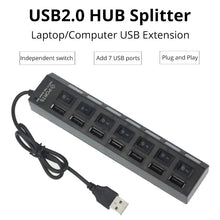 Load image into Gallery viewer, Switch Extension Hub 7-port USB2.0 Hub Computer USB Extension Hub One Drag Seven USB2.0 Splitter PC Laptop Desktop
