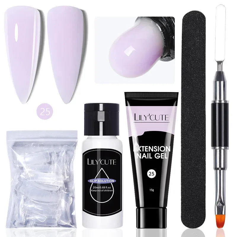 15ml Quick Extension Gel Nail Polish Kit White Nude Pink Acrylic Crystal UV Construction All For Manicure Nail Gel Set - Shop & Buy