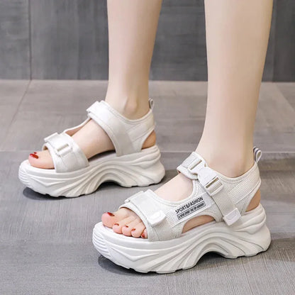 Women's Black Chunky Sandals Summer Fashion Platform Walking Shoes Woman Thick Bottom Non Slip Beach Sandals - Shop & Buy