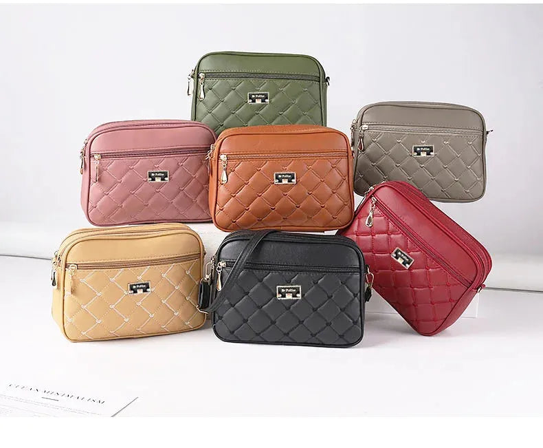 Women's One Shoulder Small Square Handbag New Cross Border Foreign Trade Lingge PU Crossbody Versatile Small Messenger Bag - Shop & Buy