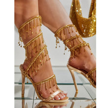 Load image into Gallery viewer, Runway style Bling Bling Crystal Tassels Snake Coiled Women Sandals Sexy Stiletto High heels
