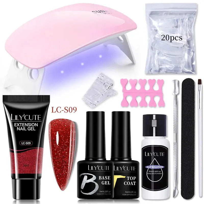 10ML Extension Nail Gel Set Manicure Set With 6W UV Lamp Finger Extend Mold Nail Kit Nail Art Quick Extension Tool Kit - Shop & Buy