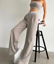 Load image into Gallery viewer, Sexy Women&#39;s Tracksuit with Boob Tube Top Slash Neck Contrast Color Wide Leg Trousers Sports Suit
