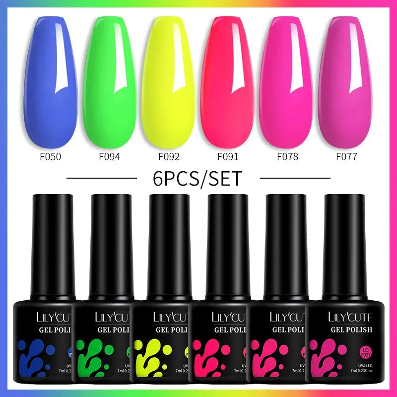 6Pcs/Set Macaron Color Gel Nail Polish Set Kit Spring 6 Colors UV LED Nail Art Gel Vernis Semi Permanent Base Top Coat - Shop & Buy