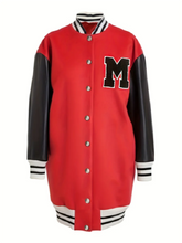 Load image into Gallery viewer, Plus Size coat Letter Striped Patchwork Coat Retro Baseball Autumn/Winter
