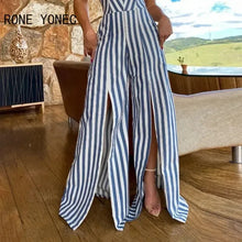 Load image into Gallery viewer, Women  Elegant Sexy Striped Spaghetti Straps Lace Up Sleeveless High Silt Sexy Jumpsuit
