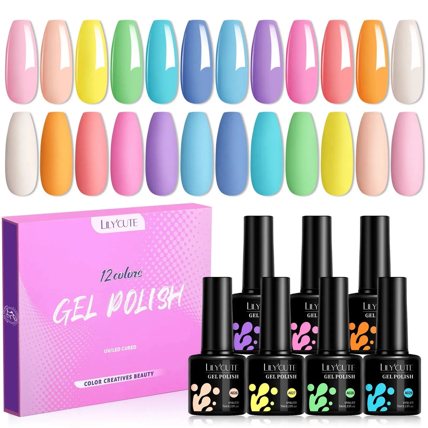 12PCs 7ml Spring Macaron Nail Gel Polish Set Semi Permanent UV Gel For Manicure Soak Off Gel Nail Polish Kit Varnishes - Shop & Buy