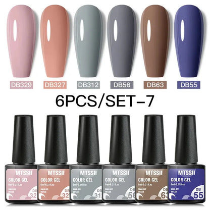 6PCS/SET Color Nail Gel Polish Set Kits  Base Top Coat  Varnish Soak Off UV Gel LED Semi Permanent All For Manicure Nail Art - Shop & Buy