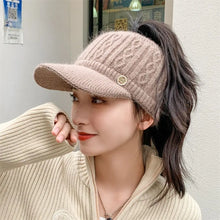 Load image into Gallery viewer, Women New Autumn Winter Warm Rabbit Knitted Hats Outdoor Sports Golf Ponytail Hat Baseball Caps Empty Top Caps
