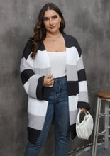 Load image into Gallery viewer, Winter Casual Long Plus Size Sweater Cardigan Women Stripe Large Cardigans Ladies Loose Oversized Knitted Coat
