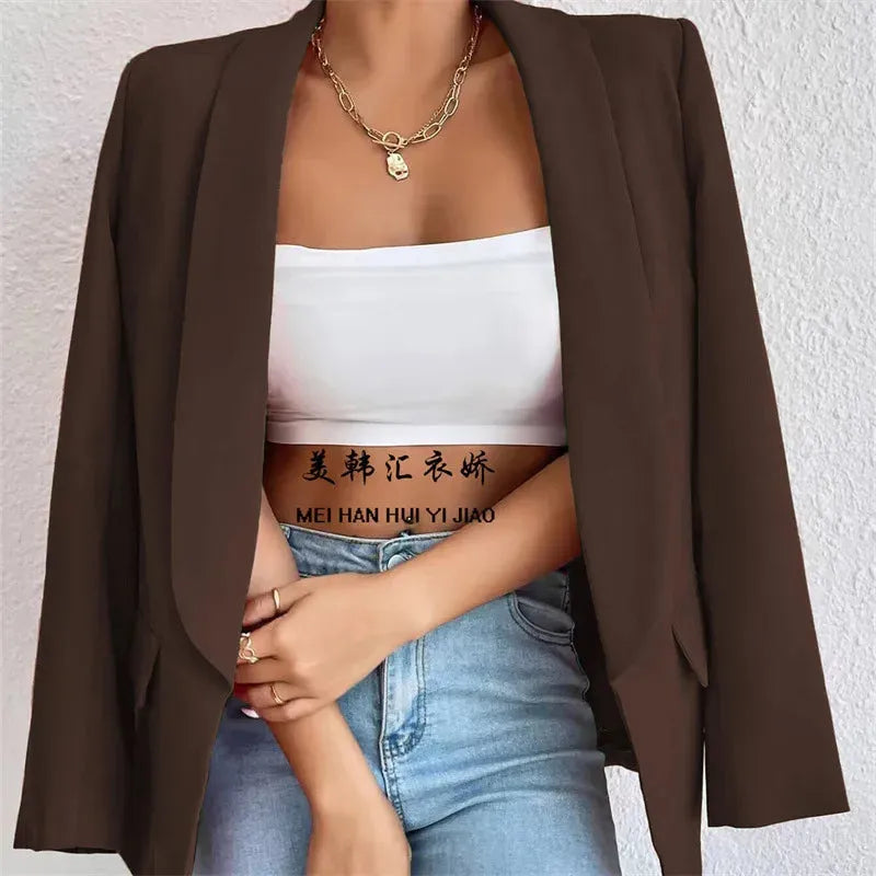 Women's Jacket Outerwears Solid Color Loose Fit Suit Jacket Temperament Commuting Spring Summer Thin Clothing - Shop & Buy