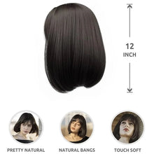 Load image into Gallery viewer, Straight Bob Wig with Bangs Straight Glueless Wigs 100% Human Hair Natural Black Short Bob Human Hair Wig
