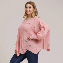 Load image into Gallery viewer, Winter Batwing Sleeve Plus Size Sweater Women Hollowed Large Pullover Lady Loose Oversize Jumper Big Jerseys Curvy Knitwear
